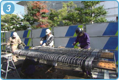 鋼板・鉄筋フープ先行地組 イメージ